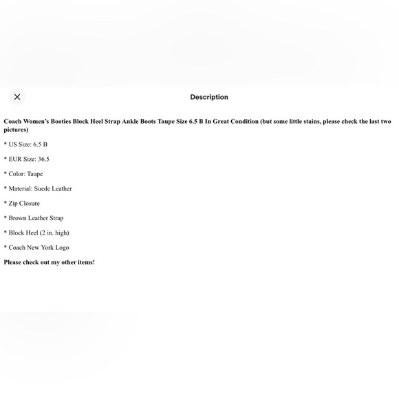 Coach Women’s Booties Block Heel Strap Ankle Boots Sz 6.5 B - Picture 16 of 16